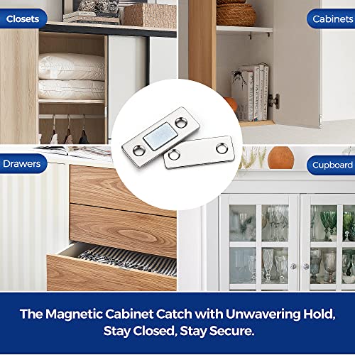 Ultra Thin Cabinet Magnetic Door Catch Stainless Steel,Satin Nickel,12 Pack | Cabinet Magnets Adhesive Drawer Latch, Stick-On Mount, For Cabinets, Drawers, Closets, Cupboard Wardrobe - color: Satin Nickel