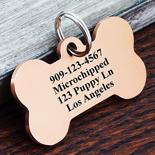 Stainless Steel Personalized Dog Tags with Engraving Front and Back Customized Bone Tag with Floral Design, Rose Small - color: Rose-bone-floral, size: Small