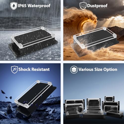 Project Box IP65 Waterproof ABS Plastic Electrical Junction Box with Clear Cover Enclosure with Fixed Ear, Black 7.8"x 4.7"x 2.2"(200x120x56mm)(Pack of 1) - color: 1 pack, size: 7.8"x 4.7"x 2.2"