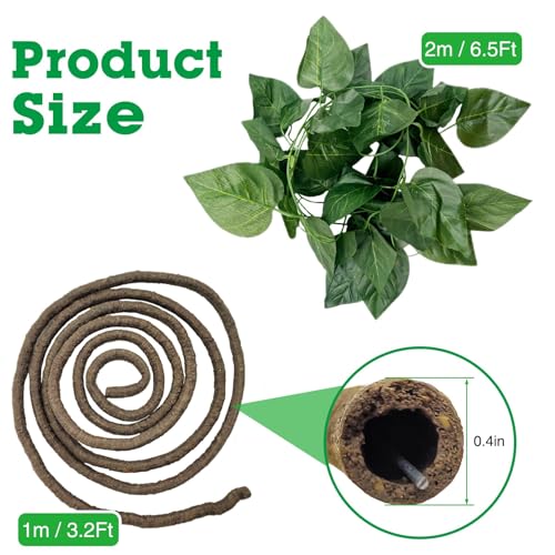 Tfwadmx 3FT Snake Vines for Climbing Enclosure Fake Jungle Vines Flowers Leaves Habitat Terrarium for Reptile Snake Chameleon Ball Python - size: 3.2 Ft Thin Vines 1 pc
