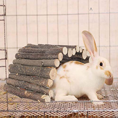 Hamiledyi Bunny Extra Large Ladder, 11.8 in X 20 in Wooden DIY Toy Rodents Chewing & Climbing Bridge Chinchillas Cage Tunnel/Hideout/Hut/Ramp/Divider for Small Animal Guinea Pig - size: M