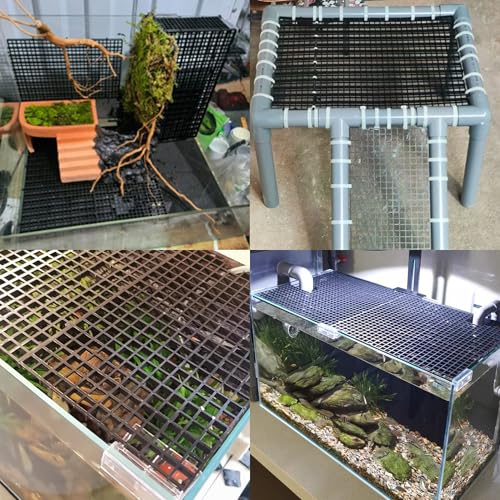 Aquarium Fish Tank Bottom Isolation 8 Pcs, Plastic Egg Crate Grid Divider Tray Egg (S 8pcs Black) - size: S 8pcs Black