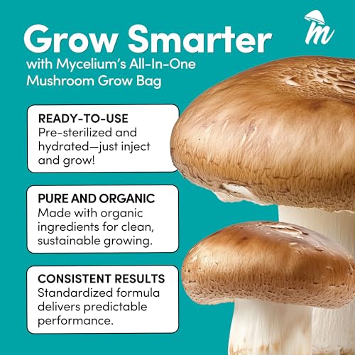 Mycelium 6LB Mushroom Growing Kit | CVG Substrate & Millet/Milo Grain Blend w/Cultivation Enhancer | All-in-One Pre-Sterilized Bag with Injection Port | Grow Dung-Loving Mushrooms Like Magic At-Home
