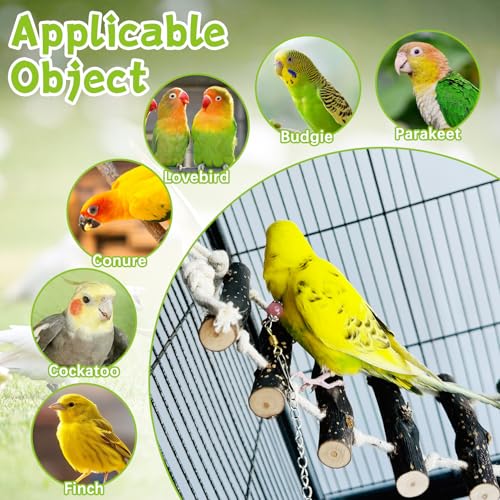 BNOSDM Wooden Bird Ladders Parrot Bridge Rope Ladder Bird Toy Pet Climbing Ladder Parakeet Cage Accessories Suit for Budgie, Lovebird, Conure, Cockatoo, Finch