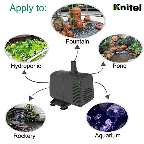 Submersible Water Pump 880GPH Pond Pump for Fountains | 10ft Lift, 9.8ft Power Cord, Ultra Quiet, Over Heating Protection for Pond, Fountain, Hydroponic, waterfall, Aquarium - size: 880GPH fixed flow