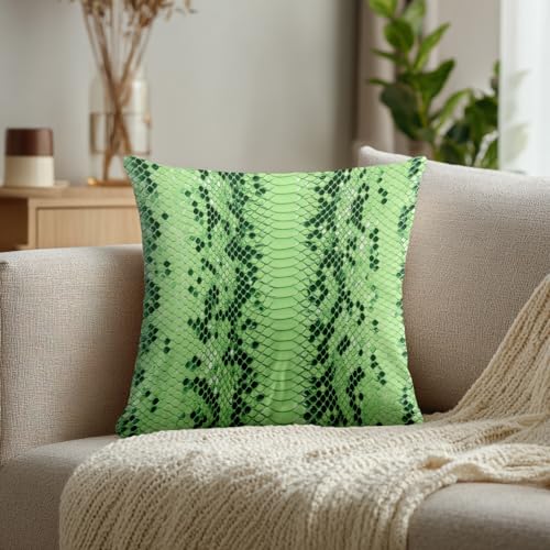 Lizard Skin Print Throw Pillow Covers, Green Granular Cushion Cases Digital Blended Hidden Zipperl Decorative Pillow Covers Square 16X16 in 2 Pcs - color: Lizard Skin Print 1 Green03, size: 16" x 16" (Pack of 2)