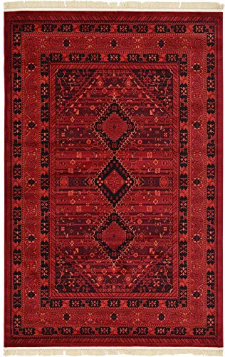 Unique Loom Tekke Collection Area Rug - Sheibani (6' 1" x 9' Rectangle, Red/ Black) - size: 6'1" x 9' (Rectangular)