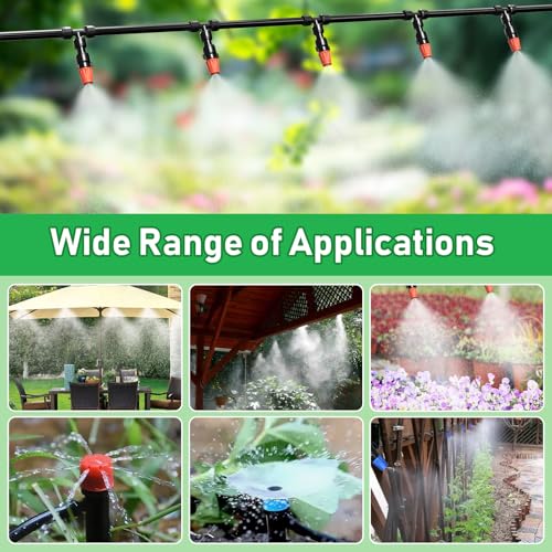 246FT Drip Irrigation System, Automatic Drip Irrigation Kit with 1/2" Main Tube & 1/4" Branch Tubing, Adjustable Drip Emitters, Garden Watering System for Flower Bed, Raised Beds, Lawn, Greenhouses - size: 33FT Main Tube+ 213FT 1/4'' Tube