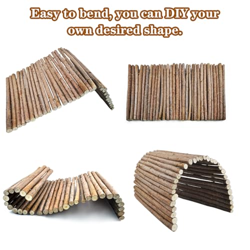 Wooden Bridge for Rabbits, Extra Large Wooden Hamster Bridge Ladder Bunny Climbing Chew Toy Small Animal Flexible Hideout Ramp Divider Tunnel for Guinea Pig Chinchilla Rabbit Ferret Hedgehog