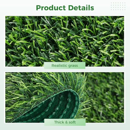 Chicken Nesting Box Pads, 8 Pcs Washable Artificial Grass Mats with Feeding String Bag, Reusable Fake Turf Beddings for Chicken Coops, Indoor and Outdoor Green Rugs, 12 x 12 Inches
