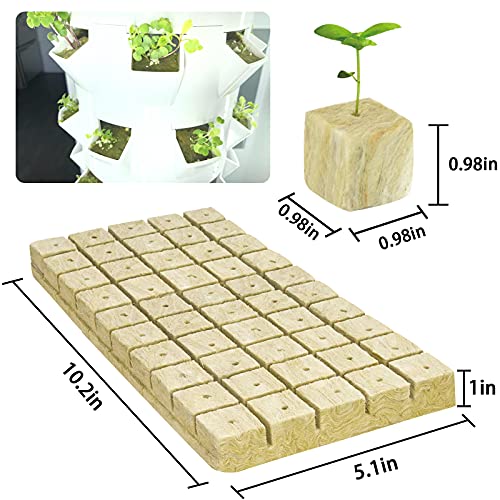 1 Inch Rockwool Cubes Seed Starter Plugs for Hydroponics, RockWool Planting Grow Cubes for Hydroponic Tower Garden Soilless Cultivation Plants Germination Cutting Clone (6 Sheet, 300 Plugs) - color: 6 Sheet, size: 1" Plugs