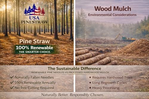 Long Needle Pine Straw Mulch - 160 Sqft Coverage 4 Set - Premium USA Harvested PineStraw for Landscaping, Weed Control, Moisture Retention & Erosion Control - USA Pinestraw - size: Pine Needle Mulch - Covers 160 Sqft 4 set