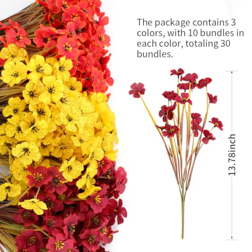 JEMONG 30 Bundles Artificial Fall Flowers Outdoor UV Resistant Fake Flowers No Fade Faux Plastic Plants Garden Porch Window Box Decorating (Fall Mix Brown) - color: Fall Mix Brown, size: 30Bundles