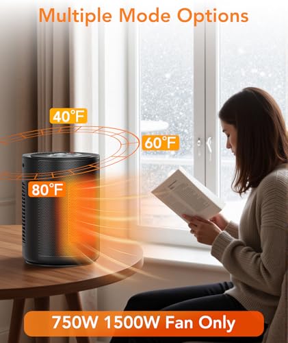 ZAFRO 1500W Space Heater with Remote, 24H Timer & Digital Thermostat | PTC Ceramic Fast Heat, 5 Heating Modes & Overheat Safety; Portable Electric Heater for Home, Office & Bedroom