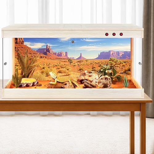 ROYXEN Reptile Enclosure,60 Gallons Reptile Tank with Wooden Top and Lockable Design,Tempered Glass Bearded Dragon Tank for Lizard Gecko Habitat (Oak,40" x 19" x19")