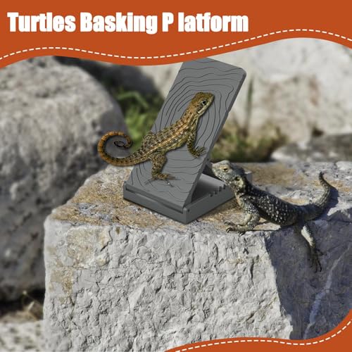 Turtle Climbing Ledge Foldable Non-Slip Resting Playing Feeding | Bearded Dragons Climbing Step Ramp for Lizard Keepers Enclosure Vivarium Tank Frogs Geckos Chameleons Newts Snakes Tortoise - color: Gray