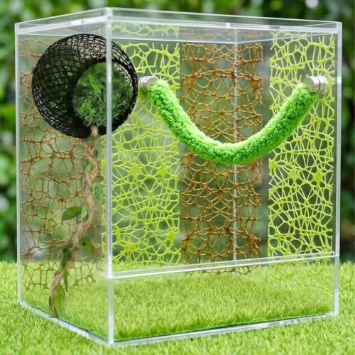 6PCS Magnetic Jumping Spider Hideout & Climbing Mesh Set(D) | Complete Enclosure Accessories Kit with Moss Hideout, Climbing & Hiding Decor for Small Reptiles, Tarantulas, Mantises