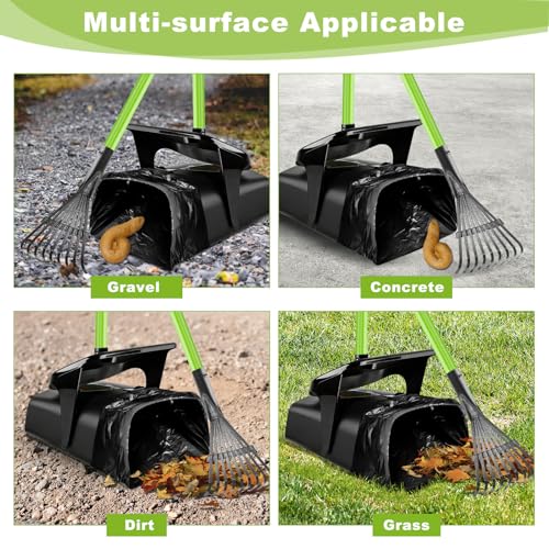 Pooper Scooper Swivel Bin & Rake with 50 Waste Bags, 38" Long Adjustable Handle Dog Poop Scooper for Yard Large Medium Small Dog, Easy to Clean Pet Waste Use on Grass, Dirt, Concrete or Gravel