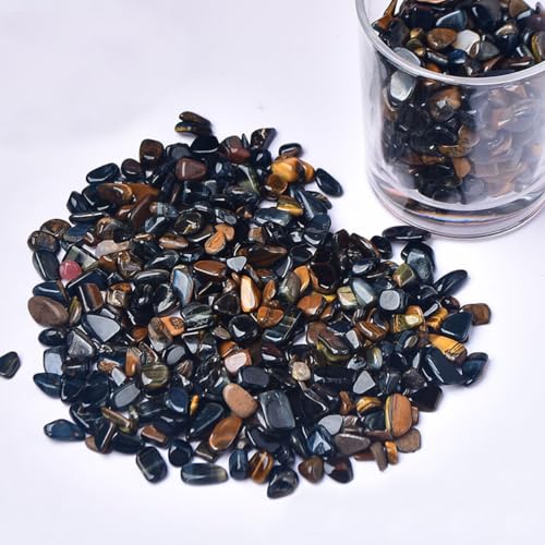 Erliway 7-9mm Blue Tiger's Eye Healing Crystal Chips for Crafts, 100g | Natural Crushed Crystal Stones Tumbled Chips for Vase Filler Aquarium Gravel, Meditation Chakra Balancing, Candle DIY Making - color: Blue Tiger's Eye