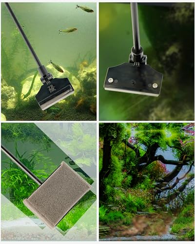 Aquarium Scraper Algae Cleaning Tool for Glass Aquariums | Including Algae Scraper, Sponge Pad, Fish Net, Cleaning Brush, Adjustable Length, Durable, Does Not Hurt The Fish Tank