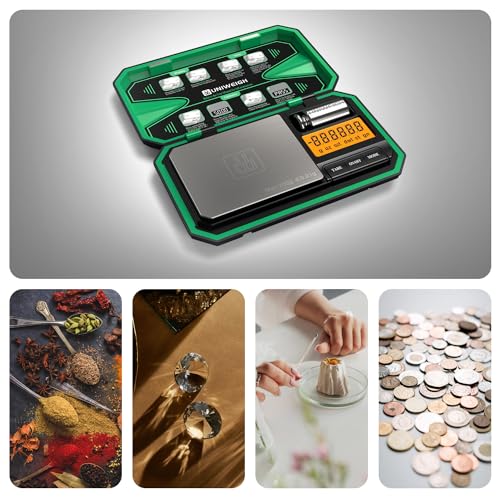 Digital Pocket Scale Precision 200g/0.01g Scale Grams Ounces | Mini Jewelry Scale, Coins Scale with 50g Cal Weights for Gold/Silver/Gems/Food,(Battery Included)-Green - color: Green