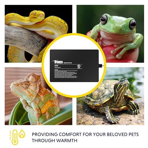 iPower Reptile Heat Pad 8 by12 Inch Under Tank Terrarium Warmer 16W Heating Mat for Turtle, Lizard, Frog, Snake, Hermit Crab and Other Small Animals - size: 8 X 12 Inch, New
