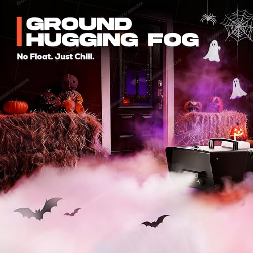 Low Lying Fog Machine with Remote Fast Heating Easy Opertative Dry Ice Compatible for Stage Halloween Wedding Escape Room Effects