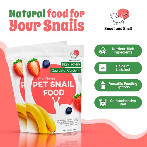 Snout and Shell & Shell Vegetable Flavored Pet Land Snail Food - Tasty High-Protein, Calcium Blend for Snails, Easy Addition to Your Garden Snails Terrarium or Snail Habitat
