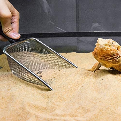 REPTI ZOO Reptile Sand Stainless Steel Fine Mesh Reptile Substrate Metal Sand Shovel Terrarium Substrate Long-Lasting Litter Cleaner Corner Scoop