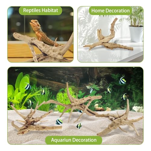 Tfwadmx Aquarium Driftwood, 7-11" Spider Wood Sinkable Driftwood for Fish Tank Decorations Natural Branches for Reptile, Assorted Spider Wood Branch Pack of 3 - size: Spiderwood(7-11 inch pack of 3)
