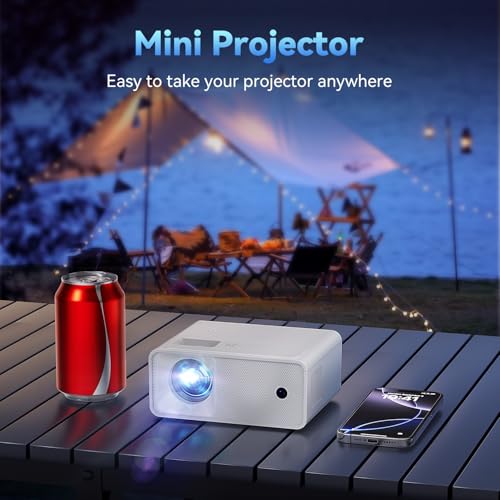 Portable Mini Projector White, 2025 Upgraded Full HD 1080P Projector, Movie Projector Compatible with iOS/Android Phone/Tablet/Laptop/PC/TV Stick/Box/USB - color: White