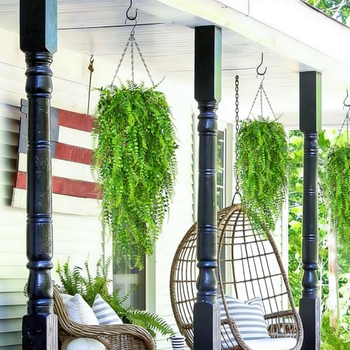 4Pcs Fake Ferns Fake Hanging Plants Artificial Ferns Vine Greenery | UV Resistant Faux Outdoor Plants Ivy Vines for Modern Boho Patio Outdoor Indoor Party Wall Porch Gazebo Aesthetic Decor - color: Ferns, size: 4Pcs Plants