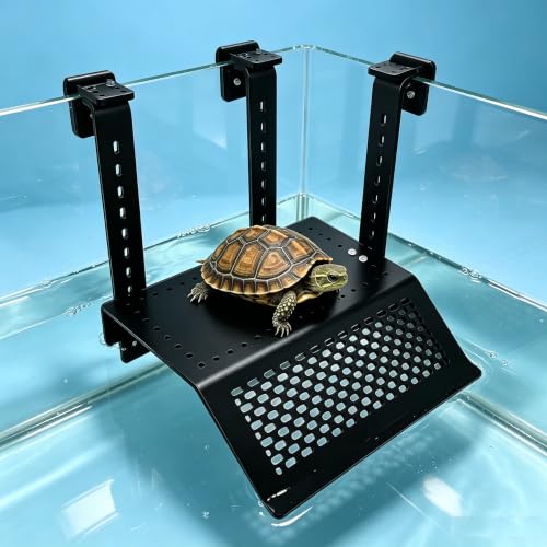 Hanging Acrylic Turtle Basking Platform Adjustable Height Turtle Dock with Ramp Perforated Floating Basking Shelf for Aquarium Water Tanks Reptile Terrapin Rest Sunning Spot (11.8x6.3x9.84 inch) - size: 11.8x6.3x9.84 inch