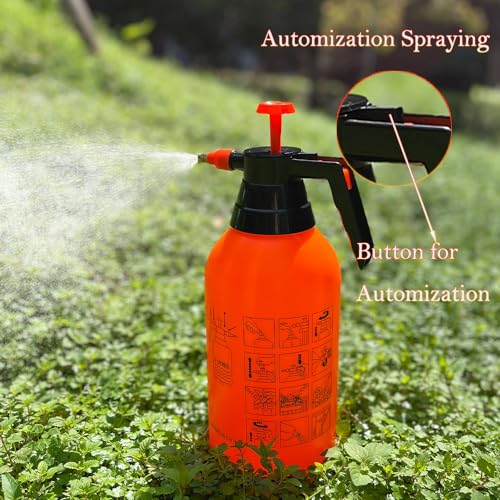 MRPAPA 2 Pack 3L Handheld Garden Pump Sprayer with Adjustable Brass Nozzle | Handheld Pressure Sprayer for Plant Watering, Lawn Care, Indoor Plants, Household Patio & Outdoor Cleaning - color: Organge
