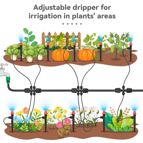 360° Adjustable Drip Spray Emitters for 1/4" Tubing, 30pcs | Drip Sprinkler Heads for Lock Barb Parts, with Stake, Drip Irrigation System - size: 30pcs Drip Emitters with Lock Barbed