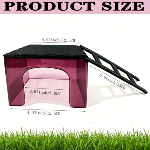 2-in-1 Visible Bearded Dragon Basking Platform with Hideout,Leopard Gecko Basking Platform with Slate Stone,Reptile Habitat Accessories for Lizard, Gecko, Snake (Dark Purplish red) - color: Dark purplish red