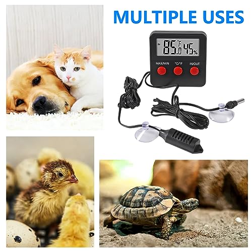4Pcs Digital Thermometer and Humidity Thermometers Indoor and Outdoor Digital Temperature and Hygrometer Gauge with Probe for Reptile Terrarium Thermometer Pet Keeping - color: 4PCS