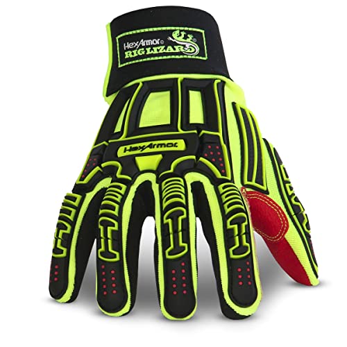 HexArmor Cut Resistant Impact Protection Reinforced Palm Work Gloves | Rig Lizard® Series 2021X | XX-Large - color: Rig Lizard 2021x | Hi-vis & Contact Heat, size: 2X-Large (Pack of 1)