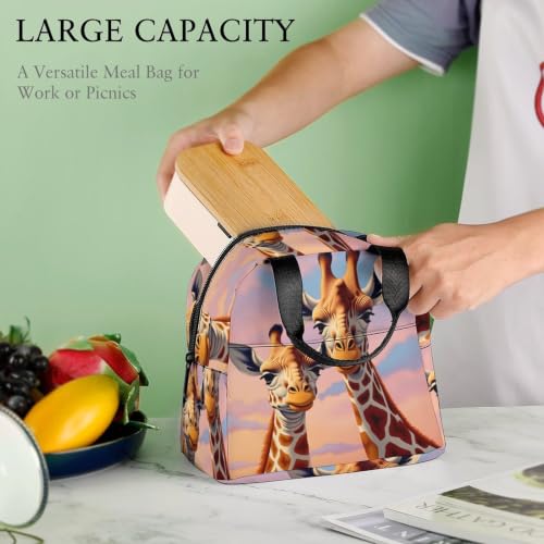 Playful Giraffe Lunch Bag for Women Men | Insulated Lunch Box Leakproof Food Meal Containers Reusable Foldable 6L Capacity Lunch Tote Bags for Work Picnic Travel - color: style