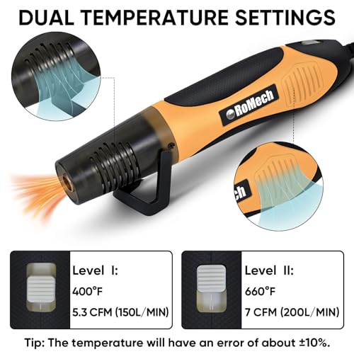 350W Heat Gun with 2 Nozzles, Dual Temp Heat Gun 400°F-660°F, Fast Heat Hot Air Gun with Overload Protection for DIY Craft Embossing Shrink Wrapping (Orange) - color: Orange
