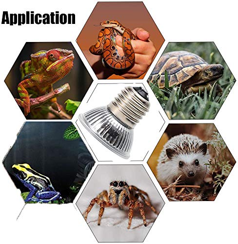 75W Reptile Heat Lamp, Turtle Heating Light UVA UVB Temperature Adjustable 360°Rotatable Clip Basking Lamp for Amphibian Reptile Turtle Lizard Snake (2pcs 75W Bulb) - size: 2pcs 75W Bulb