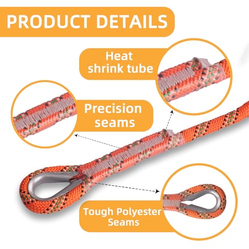Static Climbing Rope - Heavy Duty Climbing Rope for Rock Climbing, Tree Climbing Gear, Arborist Rope, and Camping Rope - 10m (32ft), 20m (64ft), 30m (96ft) - color: Orange, size: 10mm/10M(32ft)