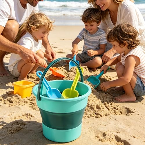Collapsible Bucket 1.3 Gallon/5L Small Plastic Household Cleaning Mop Buckets Foldable Water Bucket for Car Wash Fishing Camping Beach (Green) - color: Green
