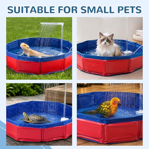 FlidRunest Large Electric Bearded Dragon Pool, Foldable Bearded Dragon Electric Bathtub, Bearded Dragon Pool, Bearded Dragon Swimming Pool with Faucet, Bearded Dragon Accessories Bath Tub