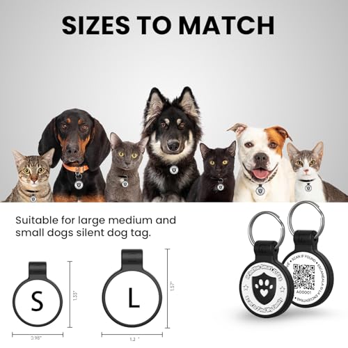 Silicone QR Code Dog Tag Personalized Pet ID Anti-Lost Black-L | Silent,Personalization,Emergency Contact,Easy to Use,Waterproof,No APP or subscription fee,legible for long time - color: Black