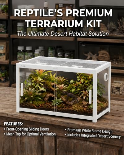48 Gallon Reptile Tank, Leopard Gecko Reptile Enclosure Front Sliding Door | Stackable ventilation reptile terrariums Tank anti-escape locks and no-fingerprint handles humidification atomization - color: White, size: 48 Gallon
