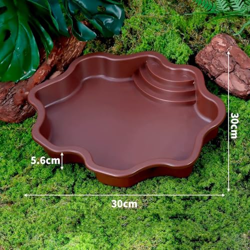 Turtle Bathing Pool, Reptile Feeding Dish Water Pot,Turtle Bathing Pot | Landscape Fish Tank Decoration - color: Reddish Brown