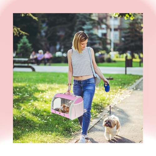 Lizard Travel Carrier Backpack,Guinea Pig Backpack Carrier,Space Capsule Clear Bubble Window Astronaut Reptile Carrier Backpack for Bearded Dragon,Hamster,Sugar Glider,Bunny - color: Pink