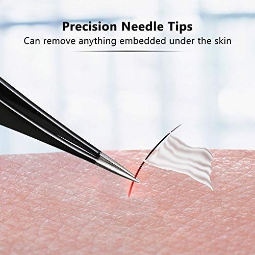 Mudder 3 Pcs Pointed Tweezers Ingrown Hair Eyebrow,Black, Yellow, Green | Stainless Steel for Women Facial Hair Blackhead Removal, Eyebrow Shaping Tool, Sharp Precision Tips for Splinters Shards - color: Black, Yellow, Green