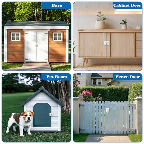 Alise Flip Latch,Gate Latches Slide Bolt Latch Safety Door Lock Catch for Barn Cabinet Pet Cage Wood Fence Bathroom Garage Window,SUS304 Stainless Steel Gate Hardware Locks,White Finish MS5009-W | SUS 304 Stainless Steel Door Latch Lock for Wooden Fence S